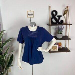 Madewell Navy Blue Lace Inset Blouse